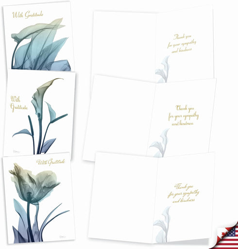 The Best Card Company - 20 Bulk Sympathy Thank You Cards (4 x 5.12 Inch) - Boxed Bereavement Notecards, Assorted Set