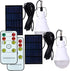 Solar Powered Lamp with Remote Control, Portable LED Bulb Lights, Solar Energy Panel, 350LM, Pack of 2