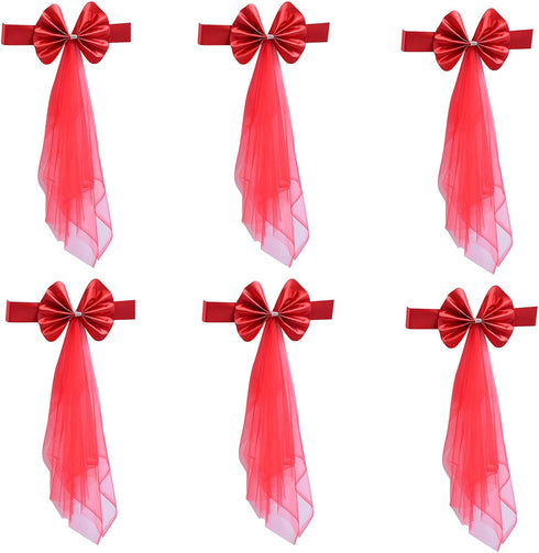 Ywmsfl 6pieces Chair Sashes for Weddings Stretch Band Spandex Bows for Elegant Decors