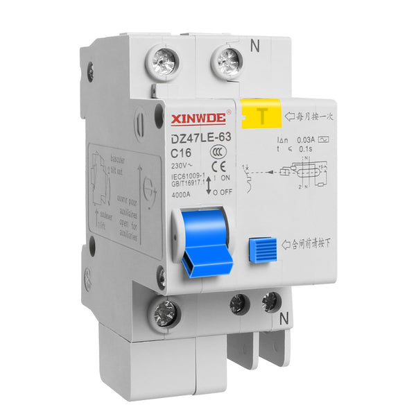 Aopin 1 Pole 63A 230V Miniature Circuit Breaker Low-Voltage DZ47-63 DIN Rail Mount, Overload Short Circuit Protection,