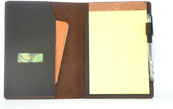 Leather Cover Compatible with Tops - Legal Pad Writing Steno Pads, 5" x 8", Distressed Genuine A5 Leather Cover
