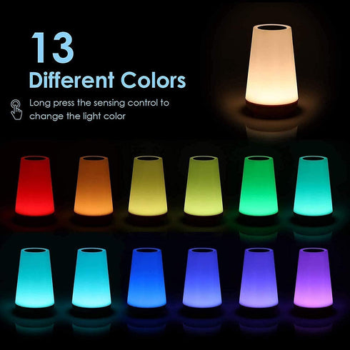 2 Pack Light,13 5 LED Night RGB Colors & Brightness, USB Rechargeable Touch Lamp, Portable Lamp for Baby, Bedroom