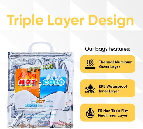 Frozen (10, 13.5"x17.5") Superio Hot and Cold Insulated Bags for Food Delivery, Grocery Shopping Bags, Food Storage