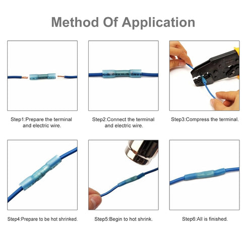 100 Pcs Heat Shrink Butt Connectors Kit, Insulated Waterproof Electrical Marine Automotive Wire Crimp Terminals (12-10