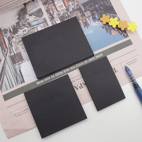 Black Sticky Notes - Self-Stick Note Pads, Easy to Post for Office, School, Home, 6 Pads, 3 Sizes, 50 Sheets/Pad