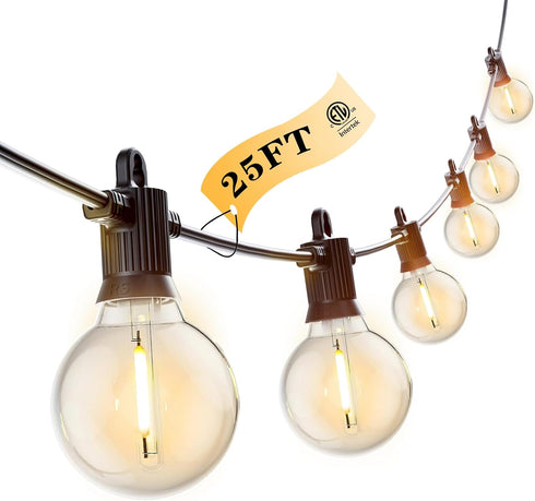 Kawaya Outdoor String Lights 25 FT LED Patio Light with 12+1 Shatterproof