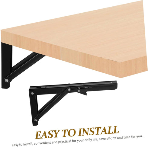 2pcs ULTECHNOVO Stainless Steel Folding Shelf Bracket Wall-Mounted Triangle Hinge for Table Bench Storage Rack