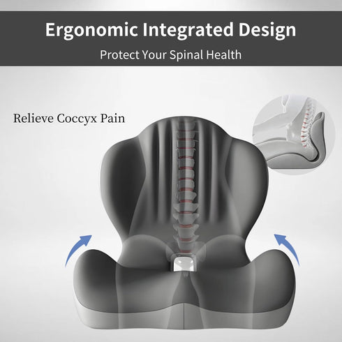 JNHEST Tailbone Ergonomic Seat Cushion, L-Shaped Memory Foam Orthopedic Seat Cushion with Coccyx Hollow Design, Lumbar