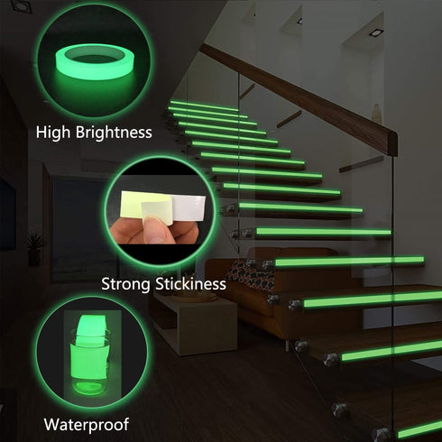 Glow Tape, 33 Feet x 0.5 Inch, Waterproof Luminous Duct Tape for Stage, Stair, Outdoor