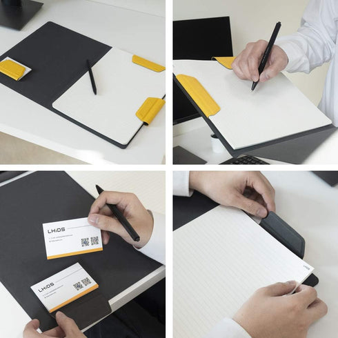 LHiDS Creative Magnetic Business Portfolio - A4 Padfolio Organizer with Clipboard, Card Holder, Grey