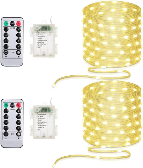 Battery Operated String Lights (2 Pack), 33ft 100 LED Fairy String Lights