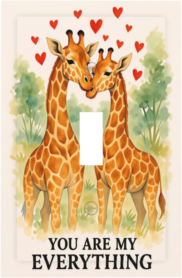 HTSAHKV Romantic Giraffe Couple Wall Plate Light Switch Cover Single Gang Outlet Faceplate