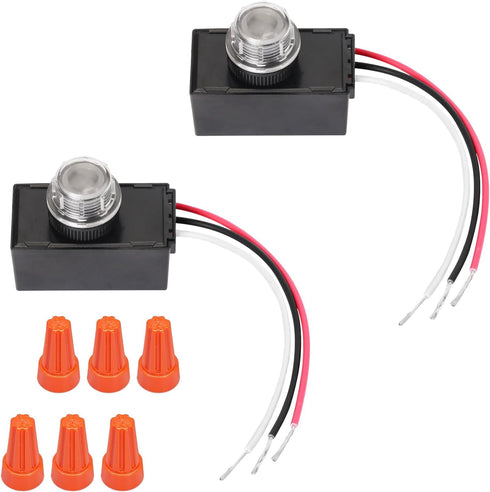 2 Packs Dusk to Dawn Sensor, Photocell Light Sensor for Outdoor Lighting, 120-277V Photoelectric Switch Replacement