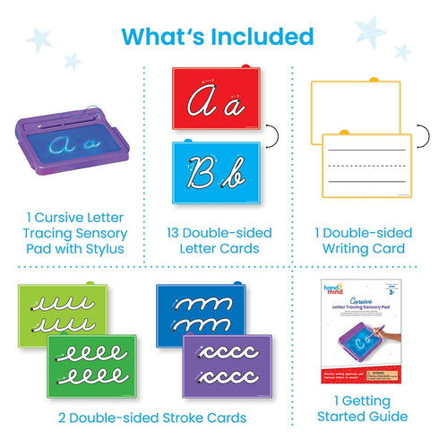 hand2mind Cursive Letter Tracing Sensory Pad, Reusable Handwriting Practice for Kids, Cursive Alphabet Learning Toys