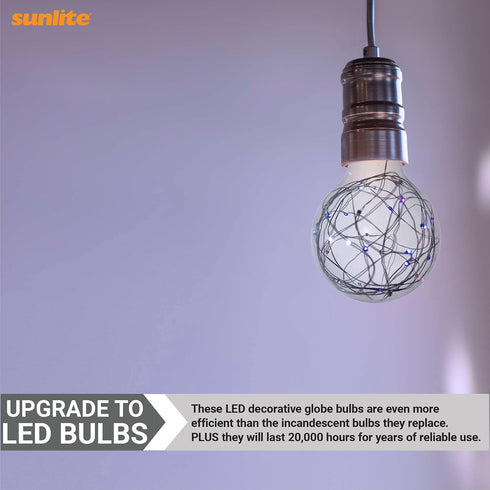 81177 G25 Bulb, 1.5 (E26) Dimmable, 1 Count Sunlite Globe LED Fairy-Lights Inside, Watts, Medium Base, Non Party