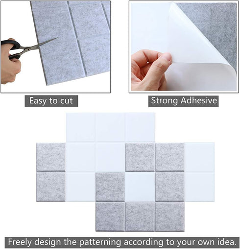 Large 11.8"x11.8" Felt Board Tiles, Pack of 6 with 30 Push Pins, Notice Boards for Home Office Kitchen