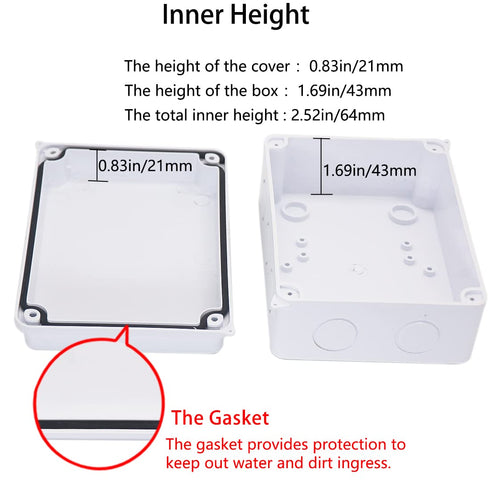 Junction Box, Zulkit Project Box with Reserved Holes IP65 Waterproof Dustproof Electrical Box White