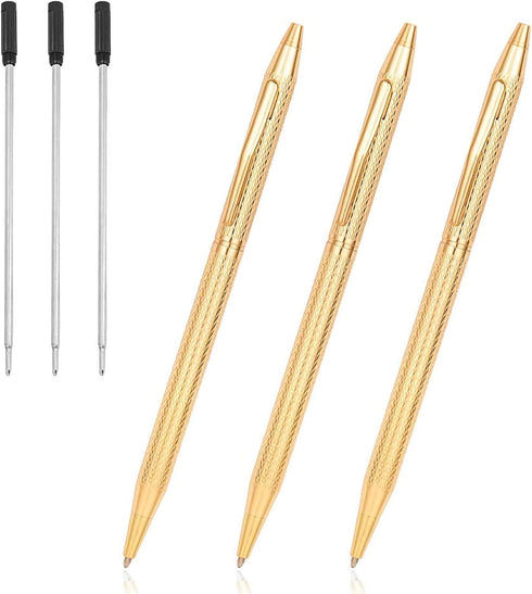 Cambond Gold Ballpoint Pens, 1.0mm Medium Point for Wedding Guest Book, Smooth Writing with 3 Extra Refills