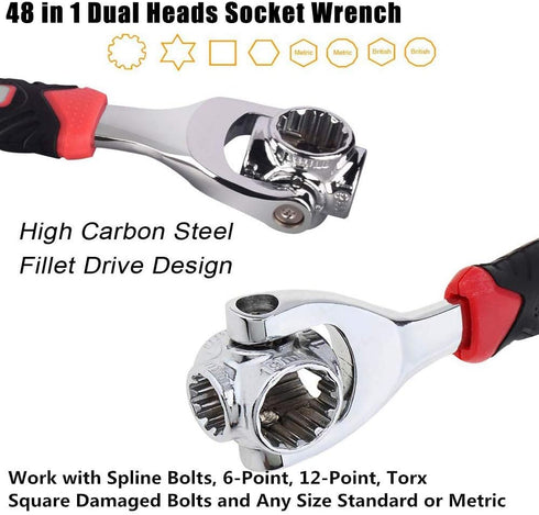Universal Wrench 48 in 1 Multifunction Socket Wrench Tool with 360 Degree Rotating Head