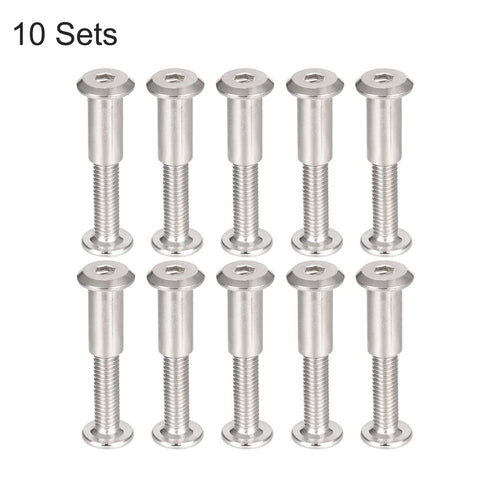 uxcell Screw Post Fit for 5/16"(8mm) Hole Dia, Male M6x30mm Belt Buckle Binding Bolts Leather Fastener Carbon Steel (10
