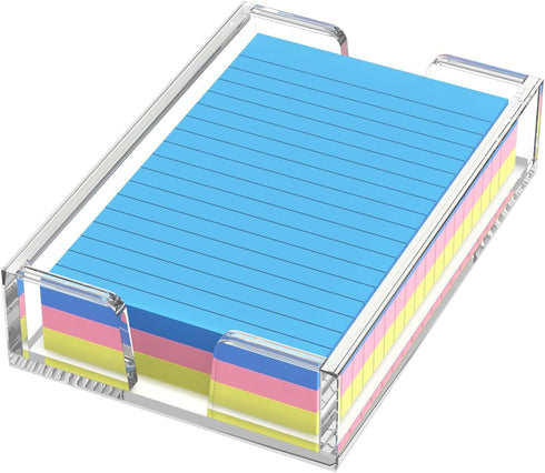 WINFFOR Acrylic Notepad Holder Dispenser - 4x6 in Sticky Note Memo Holder, Self-Stick Note Pad Organizer (W/O Pads),