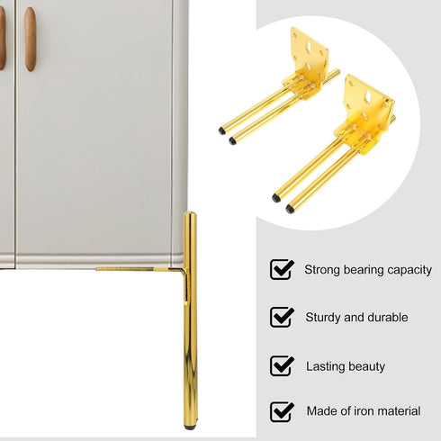 2 Sets Luxshiny Metal Furniture Legs Height Sofa Cabinet Support Sturdy Replacement Feet for Desks Wardrobes Tv Stands