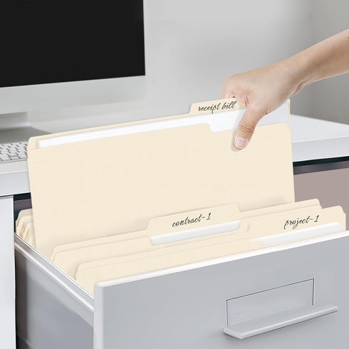SUNEE File Folders, Legal Size, 100 Pack Manila Folders, 8.5 x 11, 1/3-Cut Tabs for Office Home School