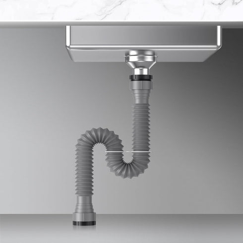 2 Packs Expandable Flexible P-Trap Pipe Kit (1 1/2" or 1 1/4") for Kitchen Sink Drainage Solution