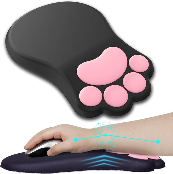 L-SPOUTTO Ergonomic Mouse Pad with Wrist Rest,Cute Cat Paw Mousepad Wrist Support,Comfortable Massage