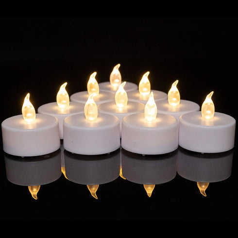 Battery Operated Tea Lights Candles: 24 Pack Realistic and Bright Flickering Holiday