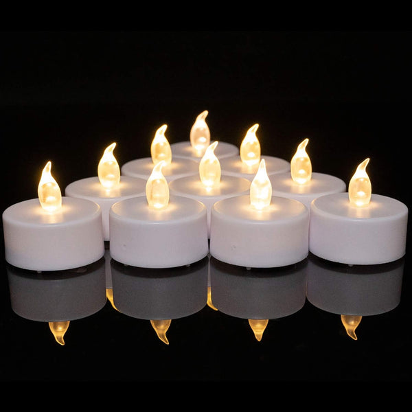 Battery Operated Tea Lights Candles: 24 Pack Realistic and Bright Flickering Holiday
