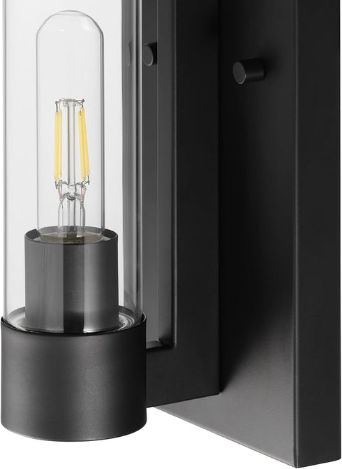 1-Light Dimmable, 65000104 GLOBE Electric Wall Sconce, Matte Black, Clear Glass Shade, Modern Industrial