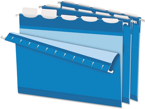 Pendaflex Ready-Tab Reinforced Hanging Folders, Letter Size, Blue, 5 Tab, 25/BX