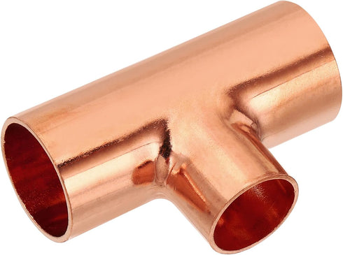 PATIKIL 1" x 3/4" x 1" ID Reducing Tee Copper Fitting, 2pcs 99.9% Pure Copper Pipe Connector
