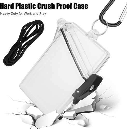 Transparent Clear Waterproof ID Card Badge Holder Case, Vertical Holders with Lanyard and Keychain for Office Supplies