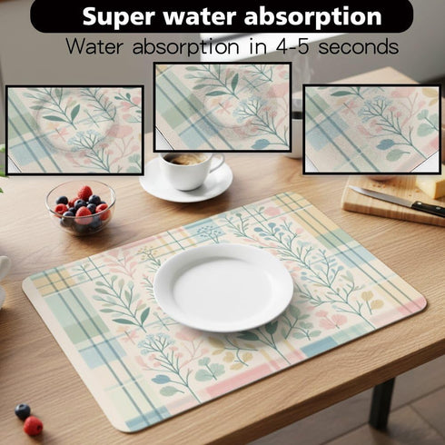 Generic 15.7"x11.8" Spring Plaid Floral Desk Mat Multifunctional Makeup Table Pad, Waterproof Vanity Cover Top