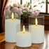 3Pack Flameless Candle in Glass, Flashing LED Pillar Real Wax Fake Candle with Remote Control and Timer, Battery