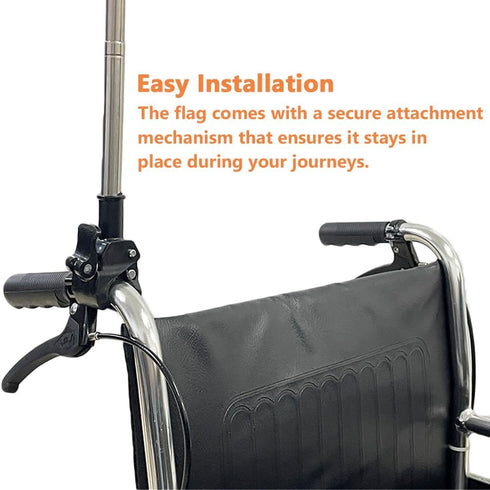 4 Handicap Flag for Wheelchair & Mobility Scooter, Ft Folding High Visibility Orange Safety Flag with Mounting Pole