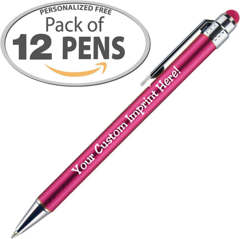 Express Pencils 12 Personalized Pens with Stylus Tip -Bright Vibes- Click action - Custom - Black writing - Printed
