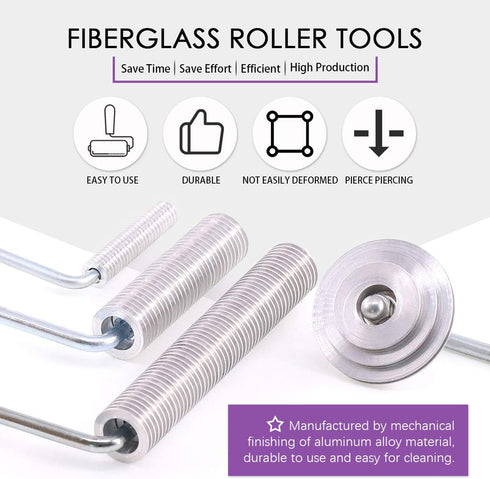 Swpeet 4Pcs 1Pcs 1 Fiberglass Roller Tools and Detail Brushes with Pair Glove Kit, Fiberglass Bubble Paddle Tool