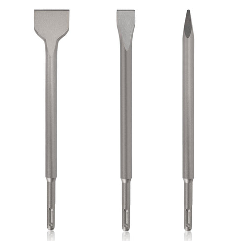SDS-Plus Chisel Set for Rotary Hammer Drills, 3PC Masonry Concrete Drill Bit Set with Storage Case for Tile Removal