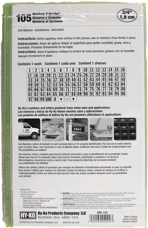 Packaged Mailboxes Hy-Ko Numbers & Letters, DIY Address Number Stickers for Deliveries and Navigation, Self-Adhesive