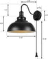 Merlight Gooseneck Wall Lamp Black Industrial Vintage Farmhouse Wall Sconces Lighting Wall Light Fixture with Plug