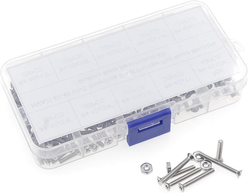 #4-40 UNC Stainless Steel Phillips Flat Head Machine Screws Assortment Kit with Nuts