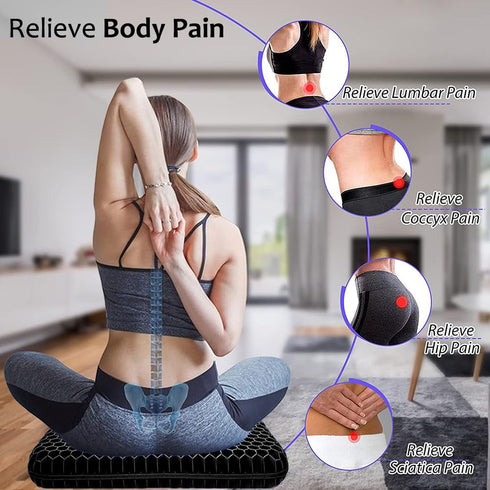 Helishy Tailbone Gel Seat Cushion for Long Sitting, Extra Thick Gel Cushion for Wheelchair Soft Chair Pads for Office
