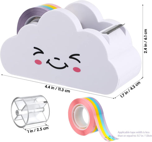 TOYANDONA Cloud Tape Dispenser and Rainbow Tape Set, Cute Cartoon Desktop Cutter for School Office Supplies