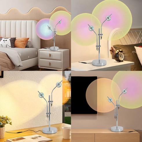 Sunset 2 360 Lamp Projector, Head Rotation Aura Light LED Table Lamp, Mood Lighting for Bedroom, Dorm, Photography