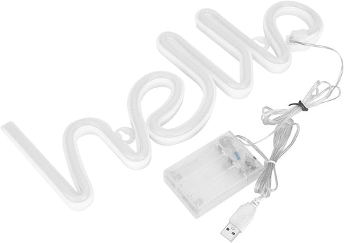 Neon Light, LED Hello Neon Word Sign, Decorative Lights for Kids Room, USB Battery Powered, Warm White