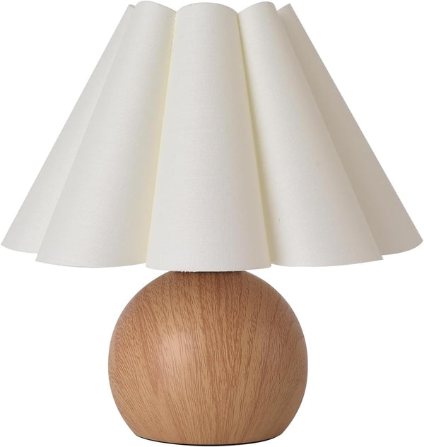 KUNJOULAM Cute Small Table Lamp, Modern Bedside Nightstand Lamp with Fabric Lampshade,