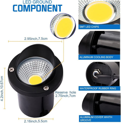 6W LED Shielded Well Light Outdoor, Low Voltage Anti-Glare In-Ground Landscape Lights, Warm White